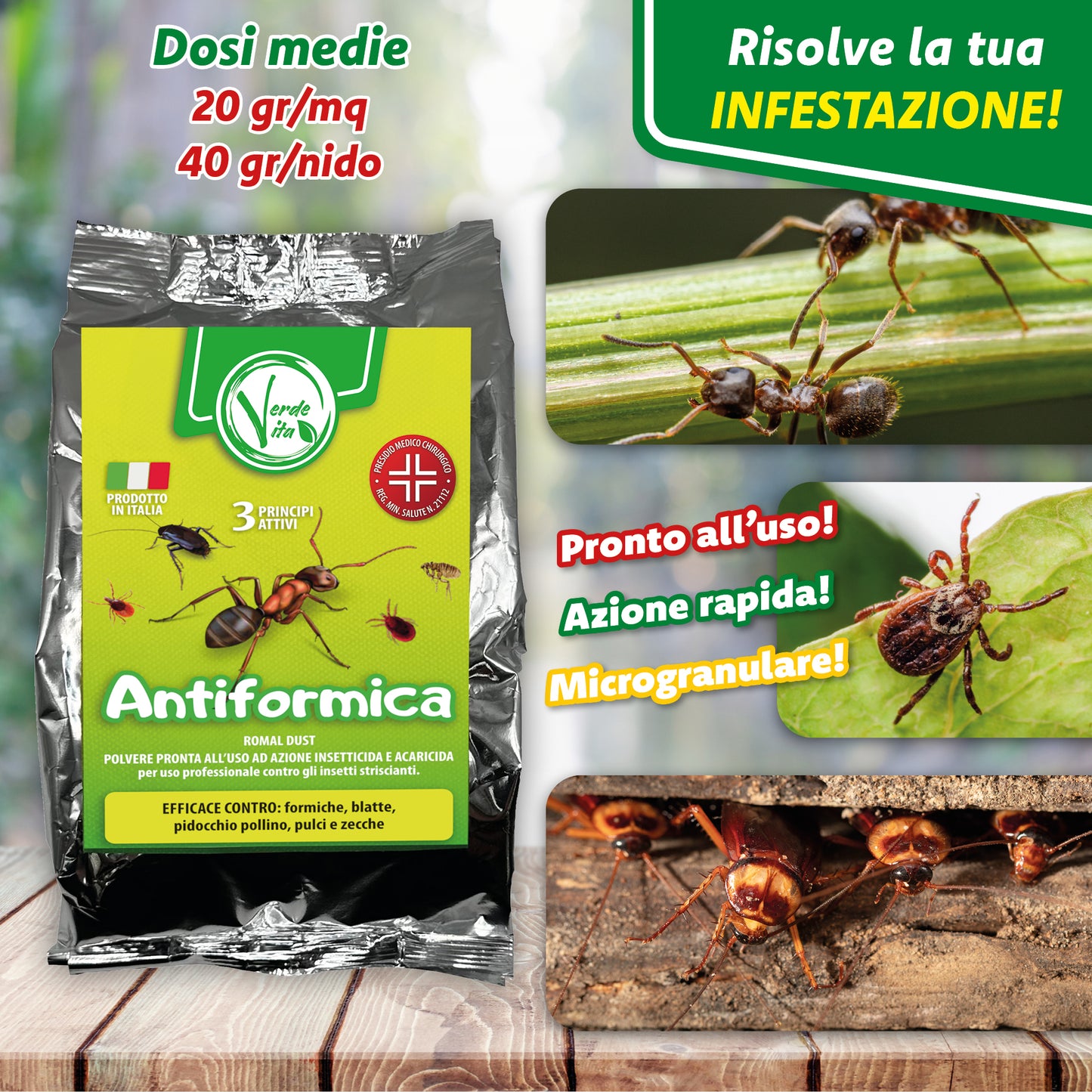 VerdeVita Antiformiche 1kg – Soluzione Efficace per Proteggere il Tuo Giardino e La tua casa
